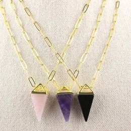 Pendant Necklaces 16inch 10pcs/lot Design Colorful Stone Necklace Charm Component Plated Chain WholesalePendant
