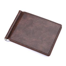 Wallets Blevolo Men's Wallet Money Bag Solid Colour High Quality Pu Leather Simple Metal Clip WalletWallets