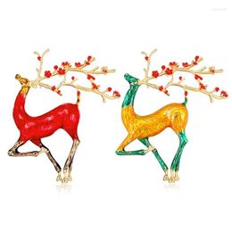 Pins Brooches 1 Pc Big Sika Deer Women Men Alloy Red Orange Elk Animal Brooch Seau22