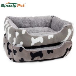 Self-Warmming Orthopaedic Luxury Dog Cat Bed Rectangle Pet Bed with Dog Paw Printing Winter Beds For Kittern Cats pet Supplies 201111