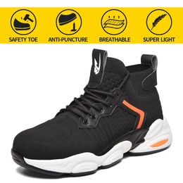 Work Safety Shoes Men Lightweight Breathable Soft Comfortable Steel Toe Work Shoes Anti-smashing Puncture Proof Security