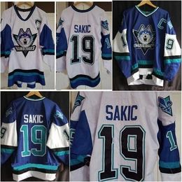 Nik1 40Quebec Nordiques #19 Joe Sakic White Blue Nik1 tage Men's Ice Hockey Jersey Custom Code Size S-4XL