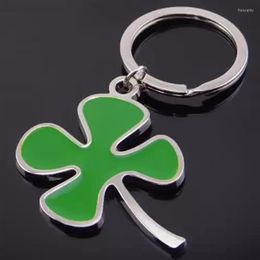 Keychains Creative Green Color Four-leaf Clover Fortune Keychain Key Chain Ring Pendant Bag Accessories Girls Cute Keyring GiftsKeychains Fi