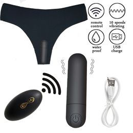 Vibrating Panties 10 Function Wireless Remote Control Rechargeable Bullet Vibrator Strap on Underwear Vibrator for Women Sex Toy 220817