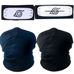 Anime Uchiha Sasuke Cosplay Costume Kakashi NINJA Face Mask Neck Scarf Halloween Party Bandana Headband Props Accessories Y220523