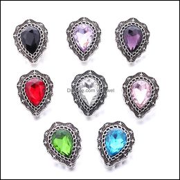Clasps Hooks Jewelry Findings Components Vintage Styles Colorf Crystal Waterdrop 18Mm Snap Button For Snaps Butto Dhoyv