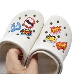 Set Hot Words Style PVC Shoe Charms DIY Buckles Button Slipper Accessories Ornament For Xmas Gift