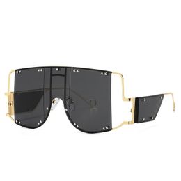 Fashion Sunglasses Frames WackSaria Men Big Golden Frame Vintage Steam Punk Squard Shades Men's Diving Glasses Metal Ins Sun GlassesFash