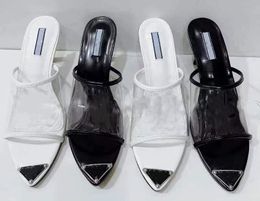 New Luxury Designer Women Slippers Transparent PVC Sandals Womens letter Printed Summer slipper Slides lady Flip Flops Flat Beach dating Shoes