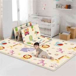 Double-sided Pattern Design Foldable Cartoon Baby Play Mat Xpe Puzzle Children's Mat Baby Climbing Pad Kids Rug Baby Games Mats 210402