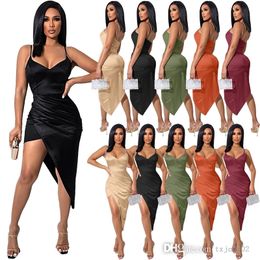 Sexy Sleeveless Women Dresses Designers Irregular Dress Chest Personalised Lace Up Bodycon Dress Clubwear