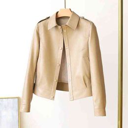 New Spring Autumn Women Casual Turn-down Collar Buttons Imitation sheepskin Jacket Lady Slim Single Breasted Solid Short Coat L220728