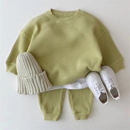 Bear Leader Korean Baby Cotton Kintting Clothing Sets Kids Boys Girls Spring Autumn Loose Tracksuit Pullovers Tops+Pants 2PCS 220326