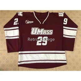 Ceuf #29 Jonathan Quick Umass Minutemen Hockey Jersey Embroidery Ed تخصيص أي رقم وأسم القمصان