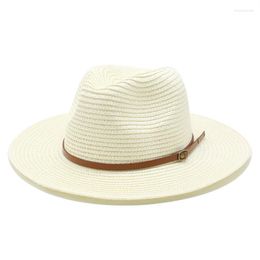 Wide Brim Hats VISROVER Top Quality Summer Beach Hat Female Casual Sun Women Big With Ribbon Paper Straw Cap Party Drop Elob22