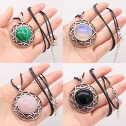 Pendant Necklaces Natural Stone Necklace Round Shape Crystal Opal Malachite Fashion Reiki Heal Tribe Jewellery GiftPendant