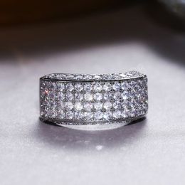 Women Finger ring Micro Paved CZ Stone Silver Colour Wedding Rings Luxury Jewellery Wholesale