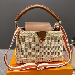 2022 Beach Handbag Crossbody Bag Women Vegetable Basket Leather Handle Fashion Letter Gold Hardware Summer Sunshine Tote Bags