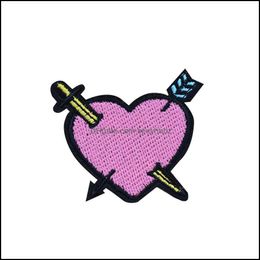 Sewing Notions Tools Apparel 10Pcs Sword Heartes For Clothing Iron On Transfer Applique Garment Jeans Diy Sew Embroidered Accessories Drop