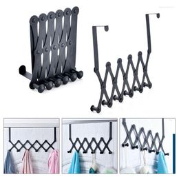 Hangers & Racks Door Rear Hanging Retractable Hook Metal Finish Coat Rack Clothes Pegs Simple Design Decorative Household Storage