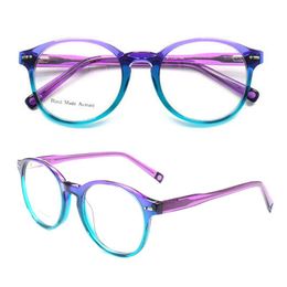 Fashion Sunglasses Frames Women Vintage Round Eyeglass Frame Men Retro Eyeglasses Spectacles Prescription Acetate Glasses Red PurpleFashion