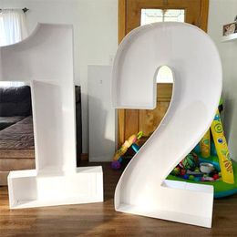 1M Giant Big Number 1 2 3 4 5 Balloon Filling Box Stand DIY Baby Birthday Organic Mosaic Number Decor Balloon Frame Anniversary 220527