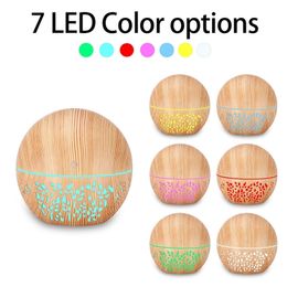 7 Colour LED Light Wood Grain Aroma Aromatherapy Humidifier USB Electric Humidifier Air Aroma Essential Oil Diffuser Humidifier 201009
