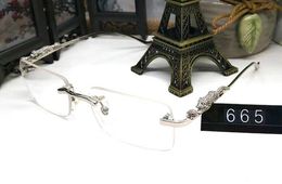 Lüks Rimless Güneş Gözlüğü Gözlük Çerçeveleri Panther kafaları ile Tapınaklar Metal Metal Çerçevesiz Dikdörtgen Şekil Erkek Kadın Gözlük Aksesuarları Gözlük Sonnenbrille