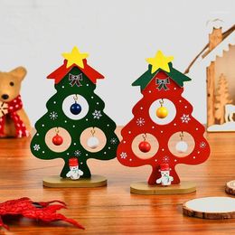 Christmas Decorations Mini Wood Tree Decoration Gift Cute Home Desktop Office Decor Party DIY 2022