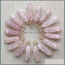 Arts And Crafts Arts Gifts Home Garden Natural Stone Rose Quartz Shape Charms Point Chakra Pendants For Jewelry Mak Dhbhx