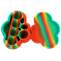 New Big Cloud Shape Silicone Wax Container Food Grade Rubber 85ML Large Non-stick Jars Dab Tool 6 Cavities Storage Box Oil Holder Container