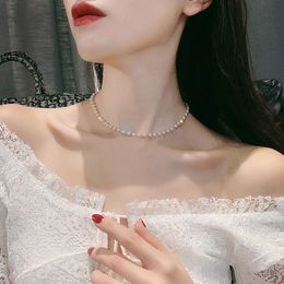 Pendant Necklaces Elegant Female Pearl Beads Necklace Charming Women's Wedding Party Charm Choker Accessories Fashion Girl Jewelry GiftP