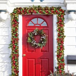 Decorative Flowers & Wreaths 1.2m Glow Wreath On The Door Artificial Christmas Decorations Dead Branches Vine Ring Pendant Cane Garland Hang