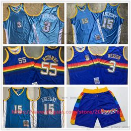 breathable jersey Australia - Mitchell and Ness Authentic Embroidery Basketball 15 CarmeloAnthony Jerseys Retro Stitched 3 AllenIverson 55 DikembeMutombo Breathable Sport High Quality Man