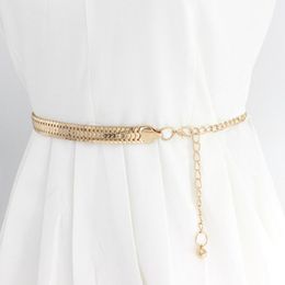 Belts Fashion Simple Chain Belt Women Lady High Waist Gold Waistband For Party Jewellery Dress Metal LuxuryBelts