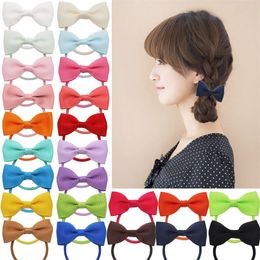 Children Hair Accessories Bowknot Hair Ties Solid Striped Bow Elastic HairBands Fashion HairCoils Headwear Wholesale 0 49mn D3