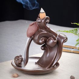 Fragrance Lamps Ceramic Backflow Incense Burner Smoke Waterfall Stick Holder Meditation Censer For Home Office DecorationFragrance FragraFra