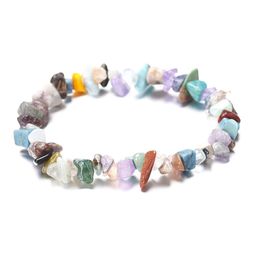 Natural Gem Stone Bracelet Irregular Crystal Stretch Chip Beads Nuggets Bracelets Bangles Quartz Chakra Wristband for Women Gift Fashion Jewellery Accessories