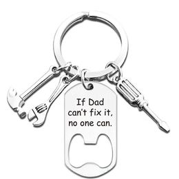 Hand Tools keychain If Dad Can't Fix It No One Can Hammer Screwdriver Wrench pendant Keychain Bottle Opener Fashion Jewelry Father Day gift