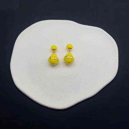 d glue Australia - 40% Off 2022 d Family Letter Five Pointed Star Drop Yellow Glue Minority Dign Dijia Anti Allergy 925 Sier Needle Earrings