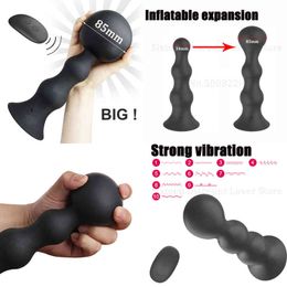 Nxy Anal Toys Wireless Remote Control Prostate Massager Vagina Ball Anus Beads Inflatable Expansion Plug Vibrator Sex for Men Women 220506