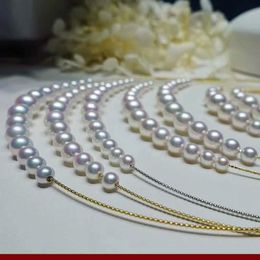 Pendant Necklaces Top Round Fresh Water Pearl Choker Necklace G18K Chain Wedding Jewelry For Women Finest GiftsPendant