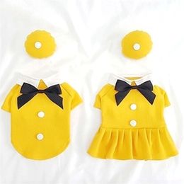 Dog Clothing Hat Couple Pet Clothes Boy T shirt Girl Dress Skirt Summer Cat Yorkshire Chihuahua Puppy Costume LJ200923