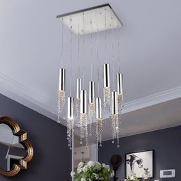 Modern Crystal Pendant Luxury Diamond Stair Hanging LED Lamps Chrome Lights Fixtures for Staircase Loft Villa Lobby Living Room