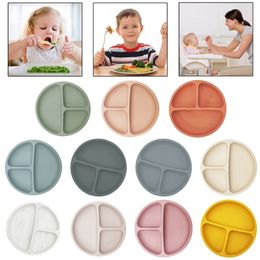 Waterproof Food Grade Silicone Baby Divided Suction Bowl Anti-Slip Children Dinner Plate Infant Learning Feeding Dish Tableware 220512