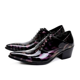 Pointed Toe High Heel Men Patent Leather Shoes Large Size Man Business Party Dress Shoes Gentleman Oxford Shoes