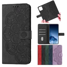 Datura Flower Wallet Leather Cases For iphone 13 pro 12 mini 11 X XR XS MAX 7/8 Card Slot Holder Mandala Floral Flip Cover Phone Pouch