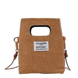 Brown Kraft Paper Cell Phone Pouch Vintage String Strap Crossbody Bags Waterproof Ecofriendly Outdoor Travel Purses and Handbags 220815