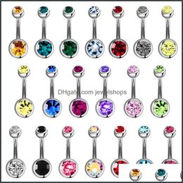 Navel Bell Button Rings Body Jewellery 316L Stainless Steel Belly Poercing Soild Titanium With T Dh5O7