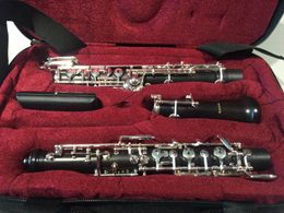 New 901 Professional Ebony C Key Oboe Cupronickel Plated Silver Instrument with Reed Leather Case